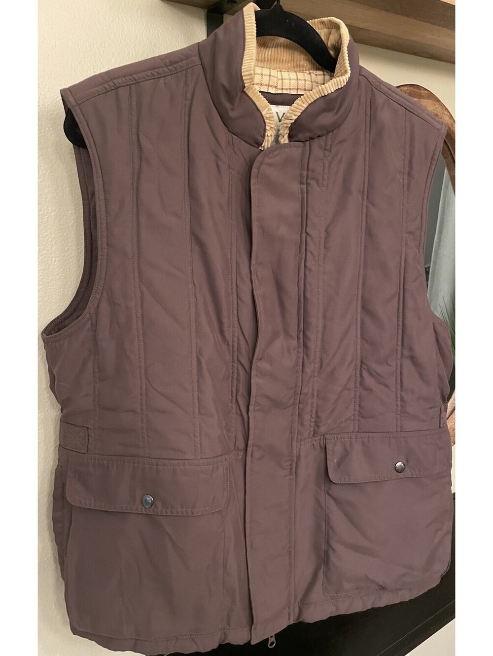 Orvis Insulated Field Vest Dark Brown Corduroy Collar  Men's Size Large